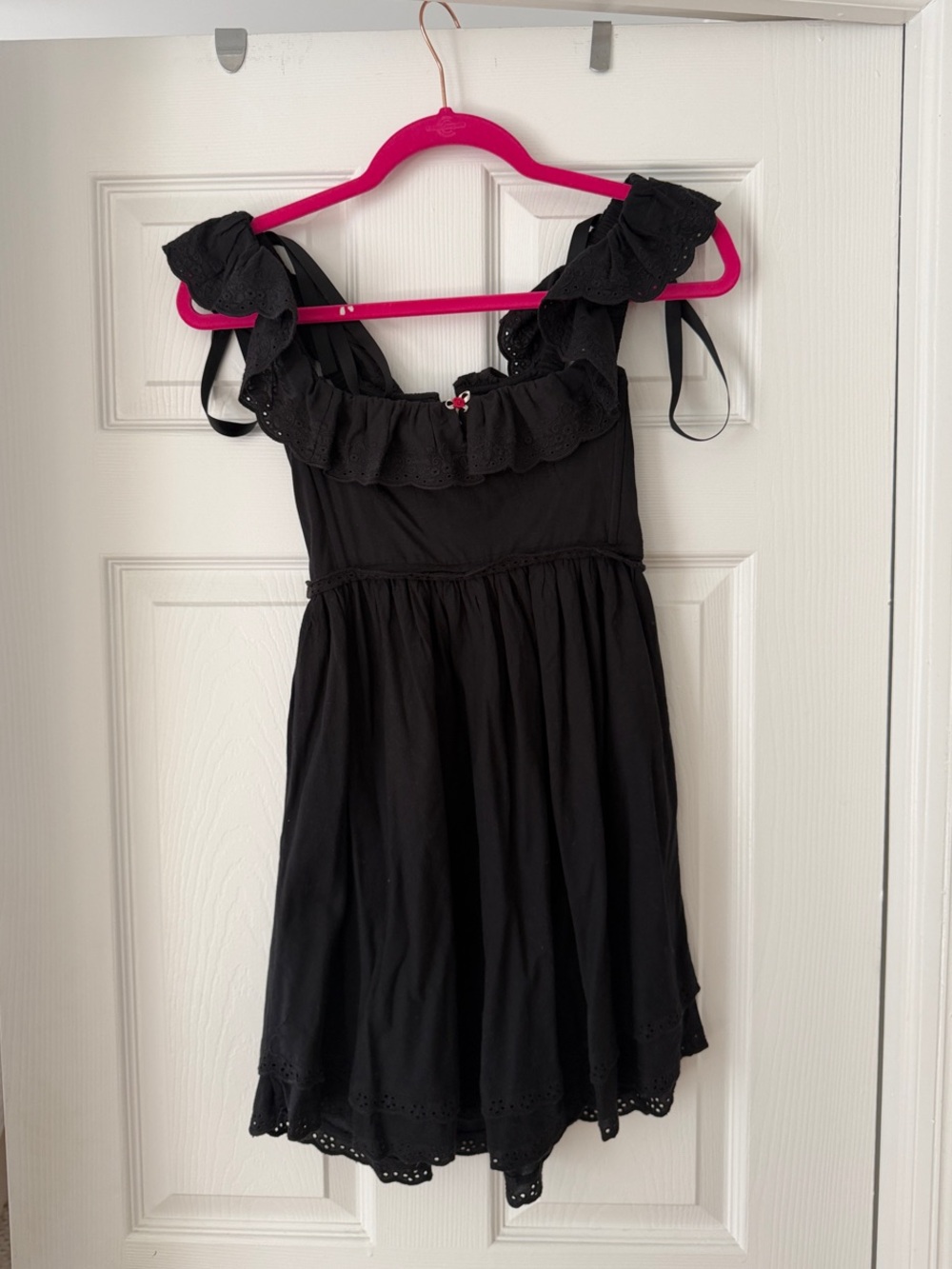 Kitteny Black Cotton Mini Corset Dress